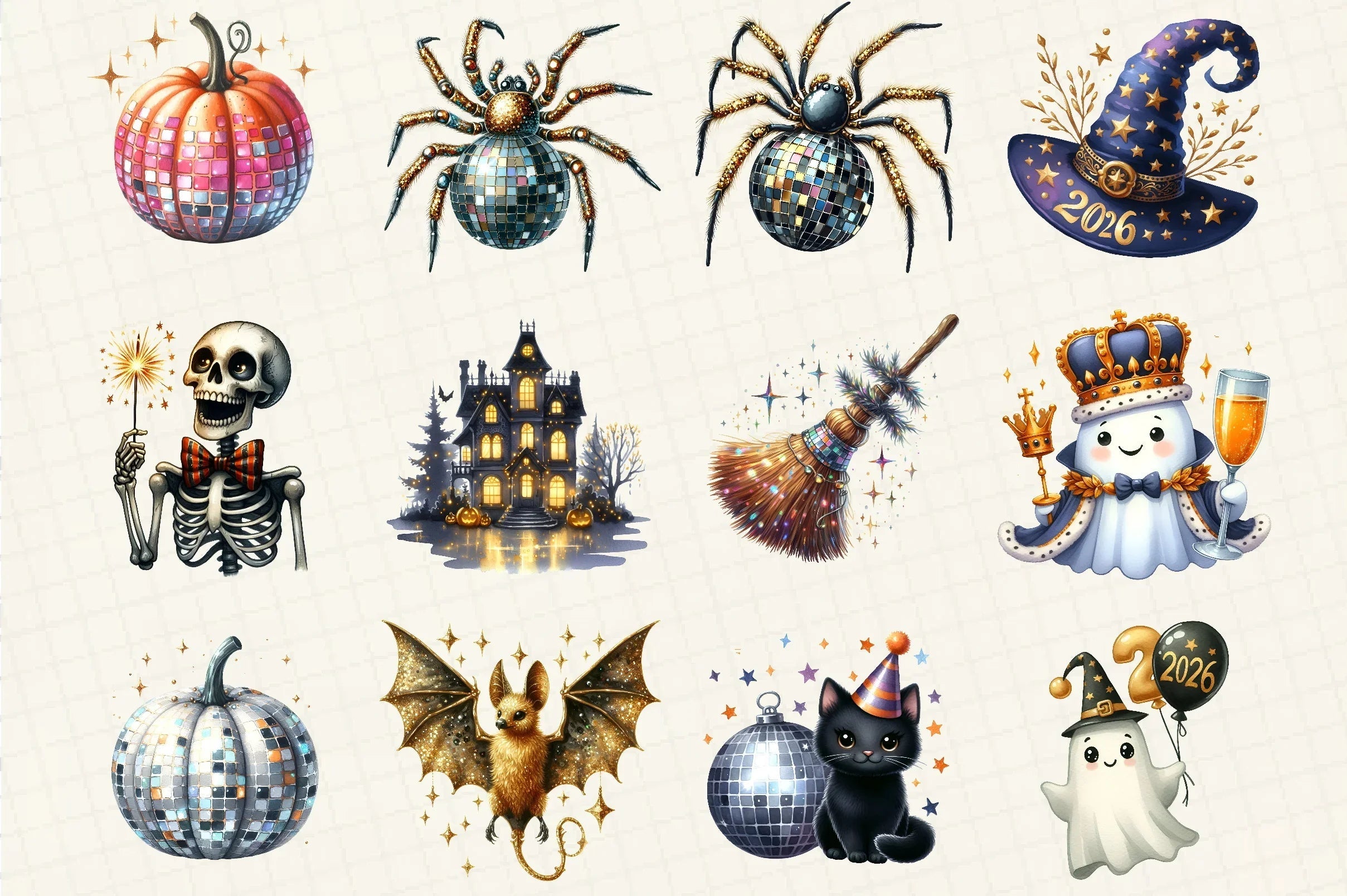 Happy New Year Halloween Clipart Bundle - CraftNest - Digital Crafting and Art