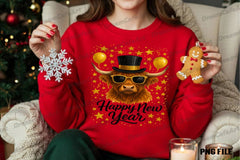 Happy New Year Highland Cow Clipart Bundle - CraftNest - Digital Crafting and Art