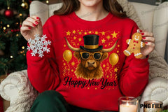 Happy New Year Highland Cow Clipart Bundle - CraftNest - Digital Crafting and Art