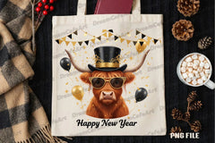 Happy New Year Highland Cow Clipart Bundle - CraftNest - Digital Crafting and Art