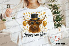 Happy New Year Highland Cow Clipart Bundle - CraftNest - Digital Crafting and Art