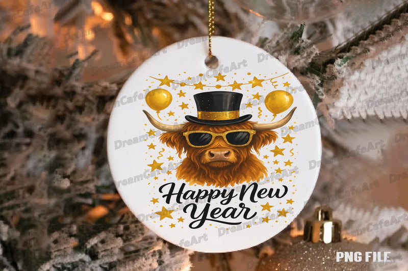 Happy New Year Highland Cow Clipart Bundle - CraftNest - Digital Crafting and Art