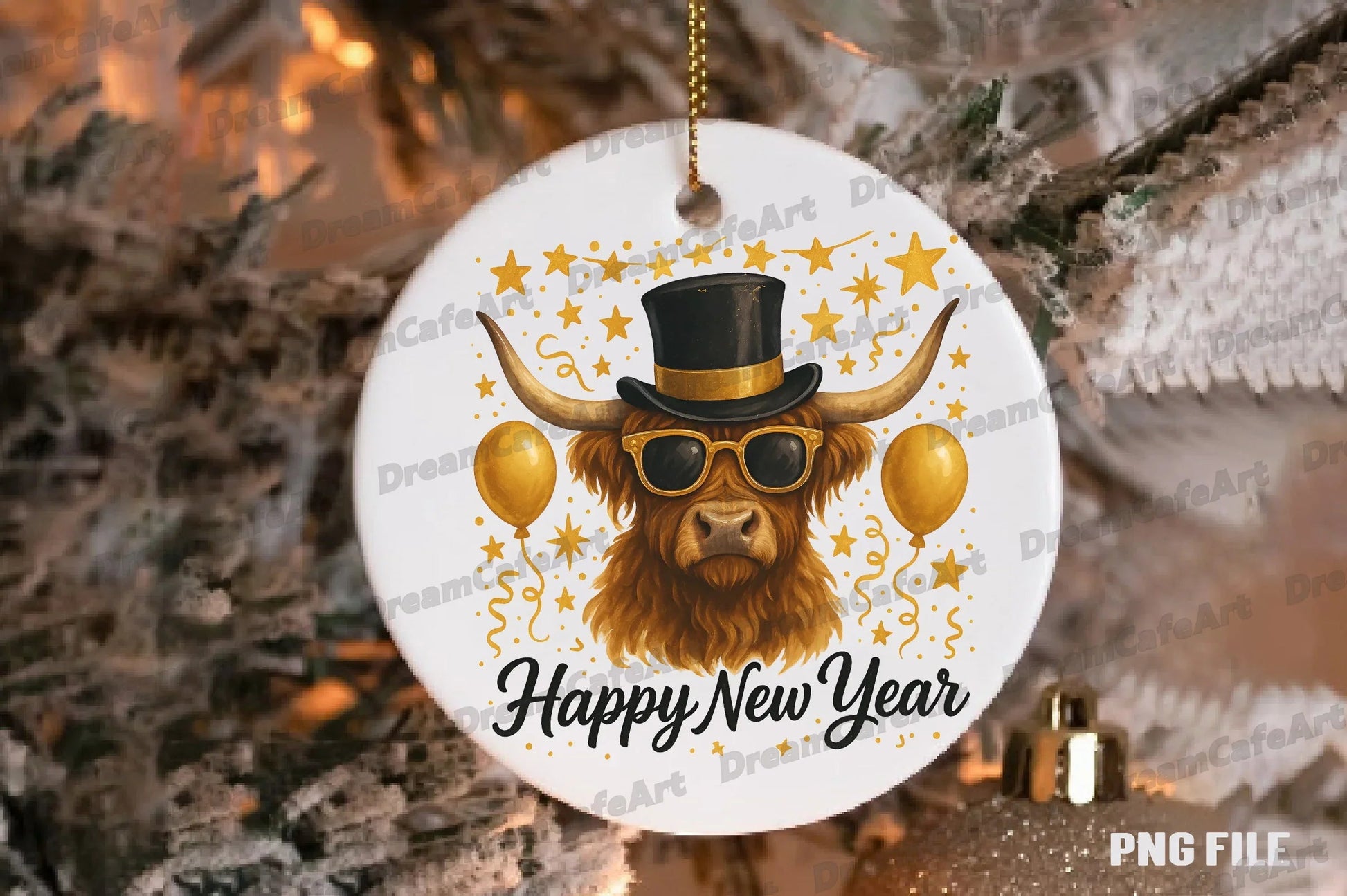 Happy New Year Highland Cow Clipart Bundle - CraftNest - Digital Crafting and Art