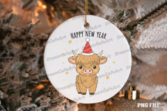 Happy New Year Highland Cow Clipart Bundle - CraftNest - Digital Crafting and Art