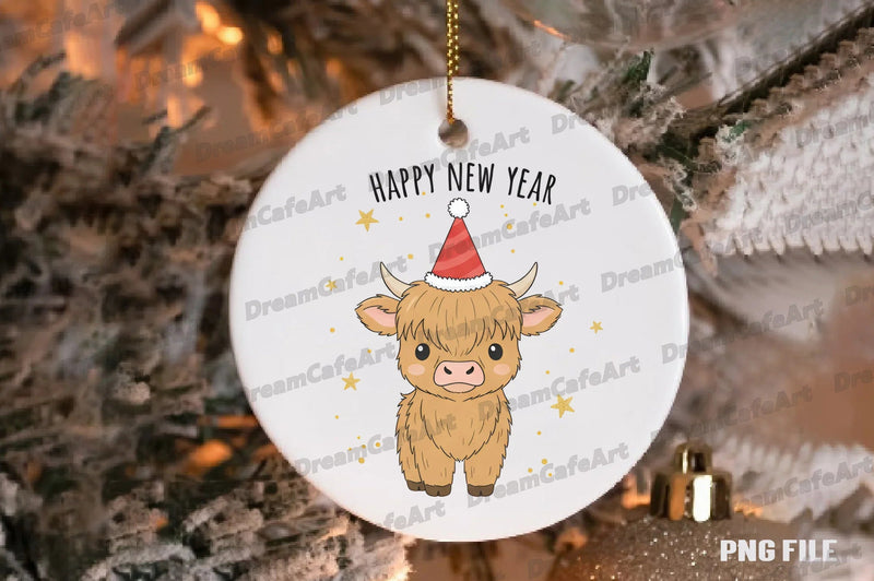 Happy New Year Highland Cow Clipart Bundle - CraftNest - Digital Crafting and Art