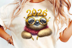 Happy New Year Sloth Clipart Bundle - CraftNest - Digital Crafting and Art