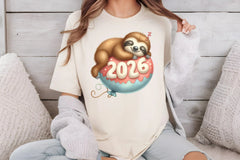 Happy New Year Sloth Clipart Bundle - CraftNest - Digital Crafting and Art