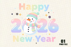 Happy New Year Winking Snowman Clipart Bundle - CraftNest - Digital Crafting and Art