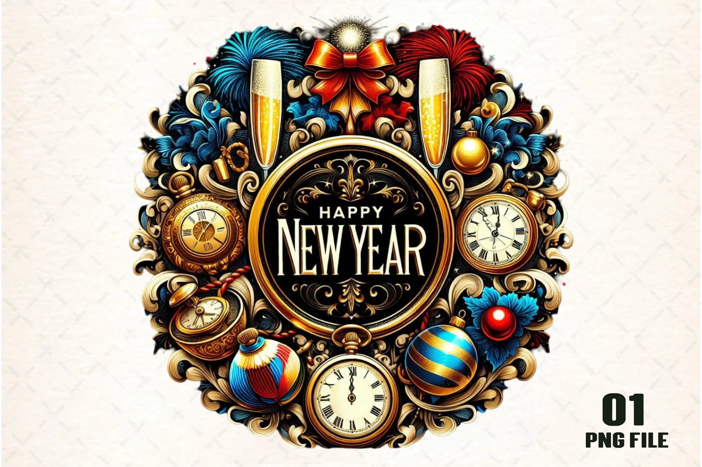 Happy New Year Clipart Bundle - CraftNest - Digital Crafting and Art