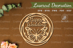 Happy Wedding Laser Cut Decoration Clipart Bundle - CraftNest - Digital Crafting and Art