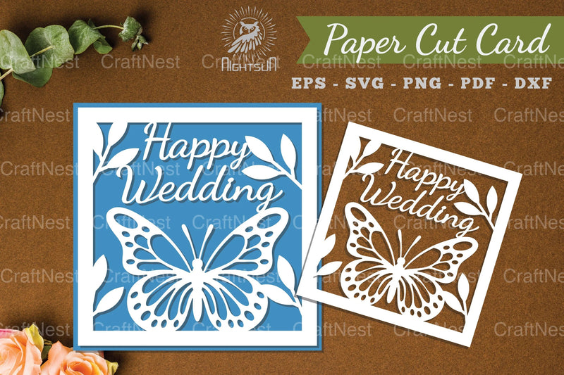Happy Wedding Papercut Card Clipart Bundle - CraftNest - Digital Crafting and Art