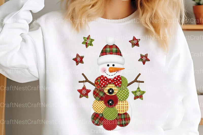 Patchwork Christmas Retro Snowman Clipart Bundle - CraftNest - Digital Crafting and Art
