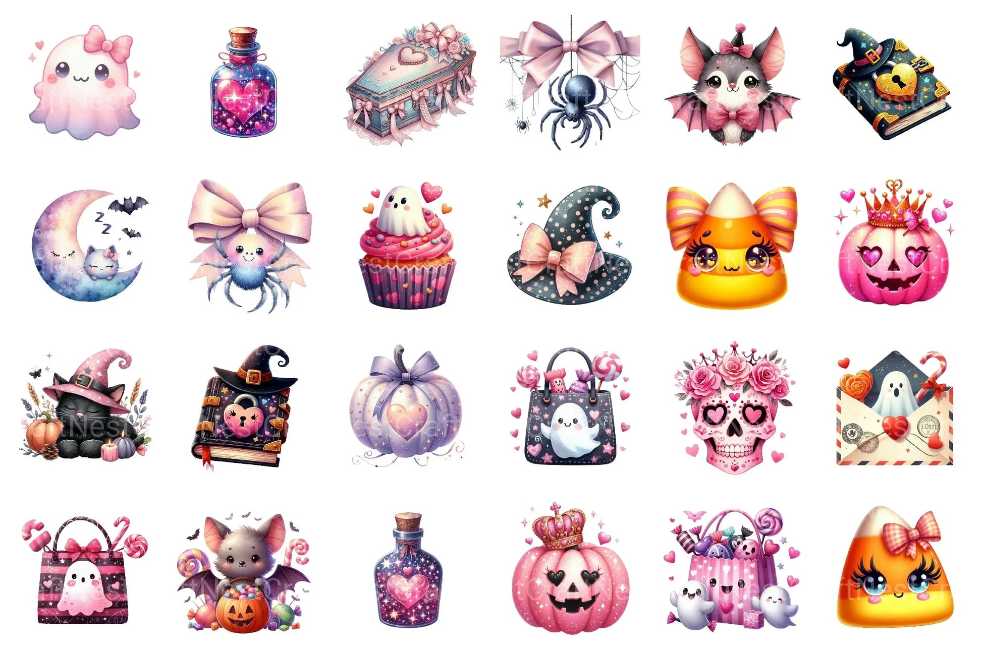 Cute Girly Halloween Clipart Bundle 99 - CraftNest - Digital Crafting and Art