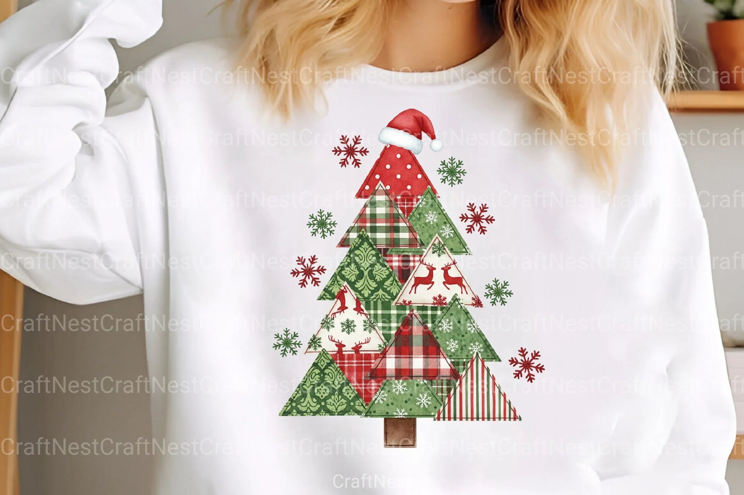 Patchwork Christmas Tree Preppy Clipart Bundle - CraftNest - Digital Crafting and Art