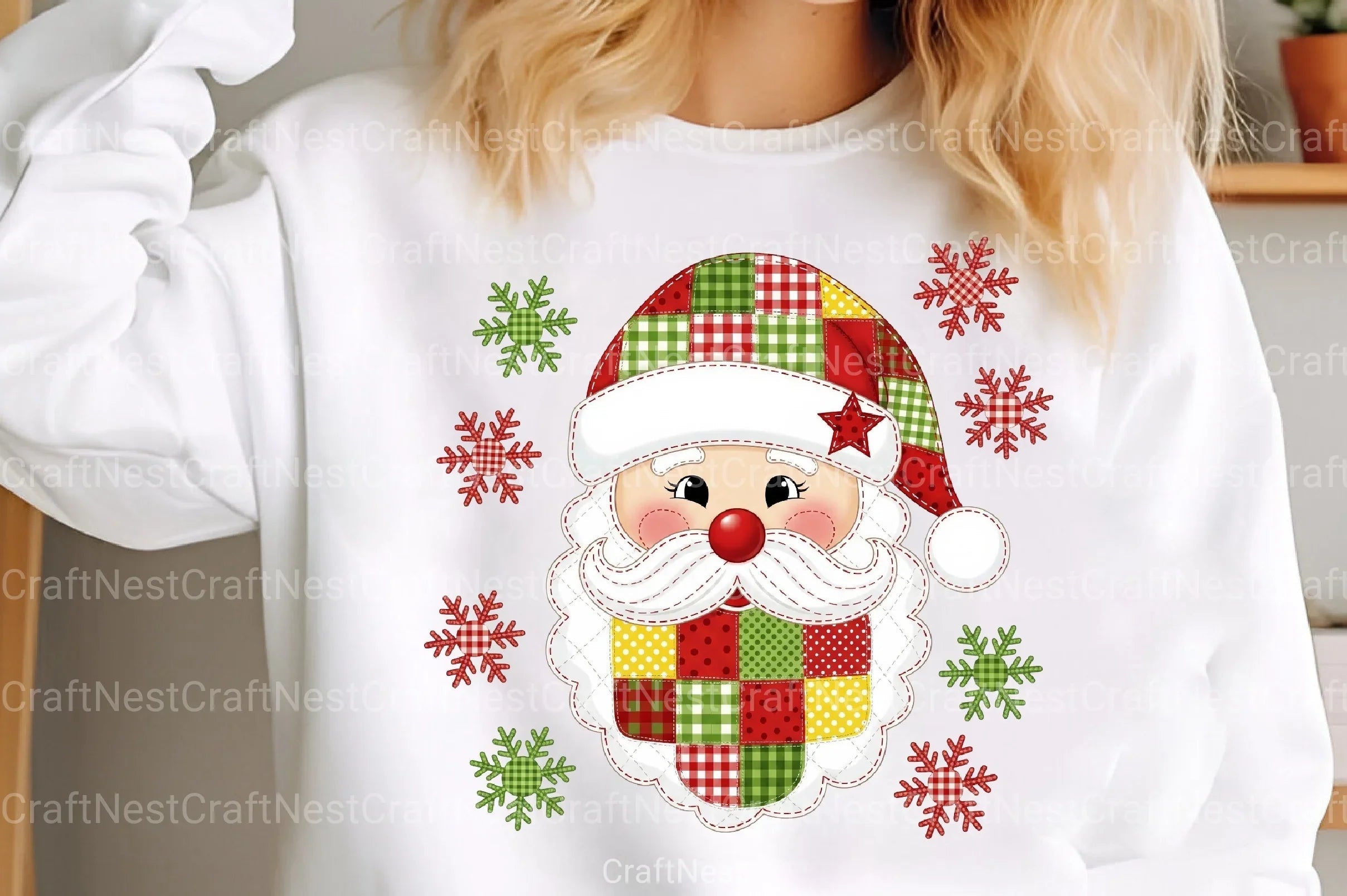 Patchwork Christmas Santa Claus Clipart Bundle - CraftNest - Digital Crafting and Art