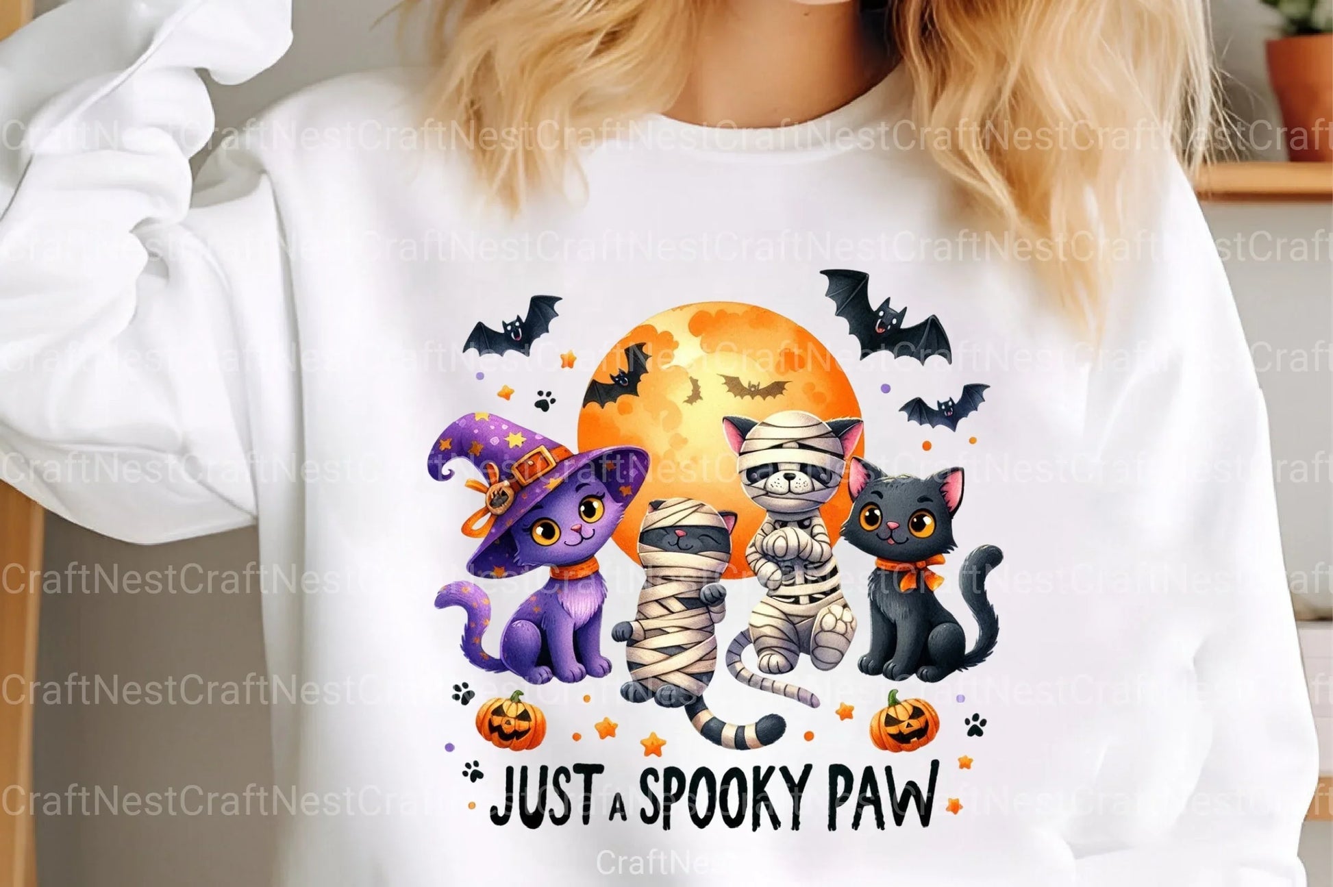 Spooky Halloween Cat Retro Shirt Design Clipart Bundle - CraftNest - Digital Crafting and Art