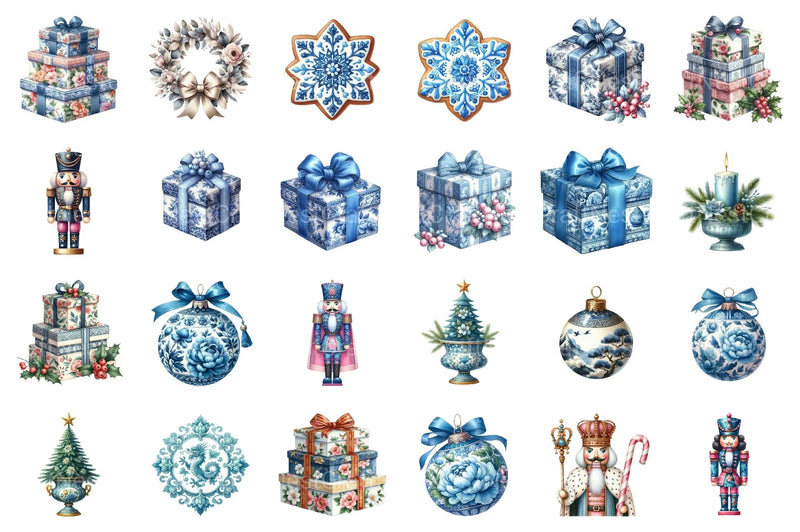 Chinoiserie Christmas Toile Grandmillennial Clipart Bundle - CraftNest - Digital Crafting and Art
