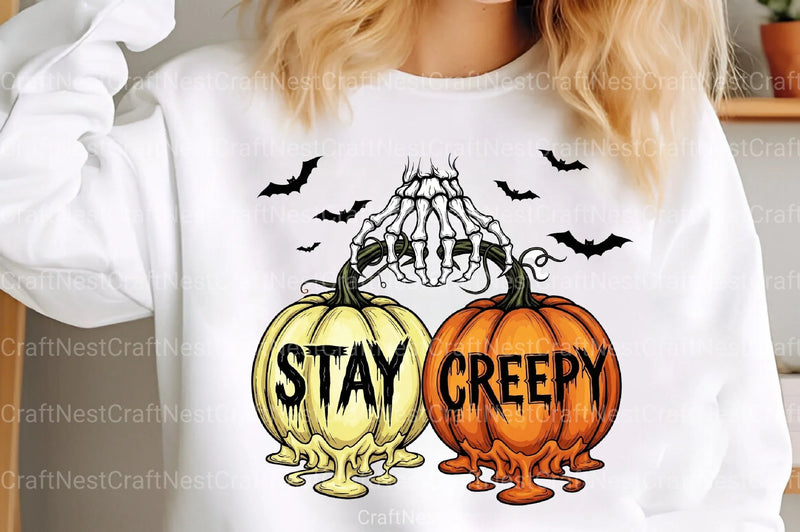 Halloween Cherry Pumpkins Stay Creepy Clipart Bundle - CraftNest - Digital Crafting and Art