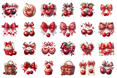 Red Bow Cherry Clipart Bundle - CraftNest - Digital Crafting and Art