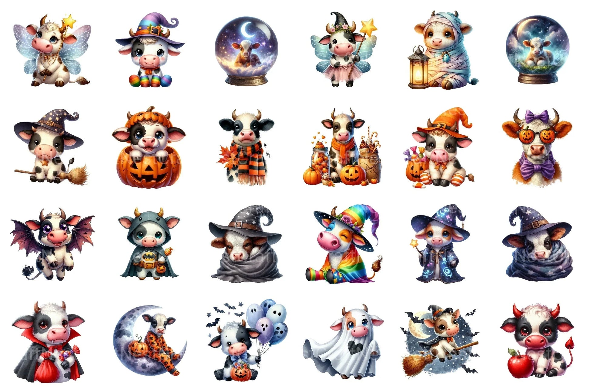 Adorable Cow Halloween Clipart Bundle - CraftNest - Digital Crafting and Art