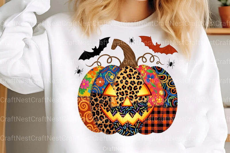 Patchwork Floral Pumpkin Halloween Clipart Bundle - CraftNest - Digital Crafting and Art