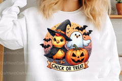 Chick or Treat: Retro Halloween Pumpkin & Funny Chicken Clipart Bundle - CraftNest - Digital Crafting and Art