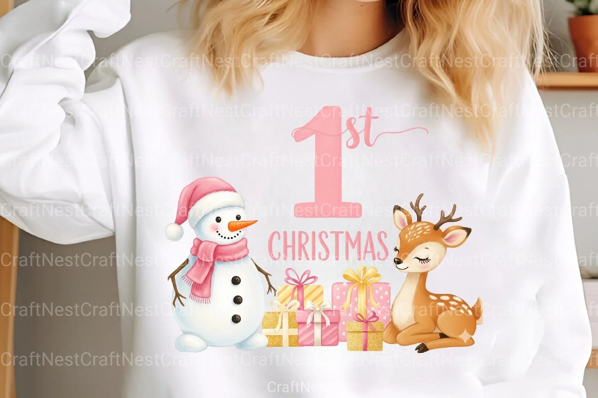 Pink Snowman Baby's First Christmas Clipart Bundle - CraftNest - Digital Crafting and Art