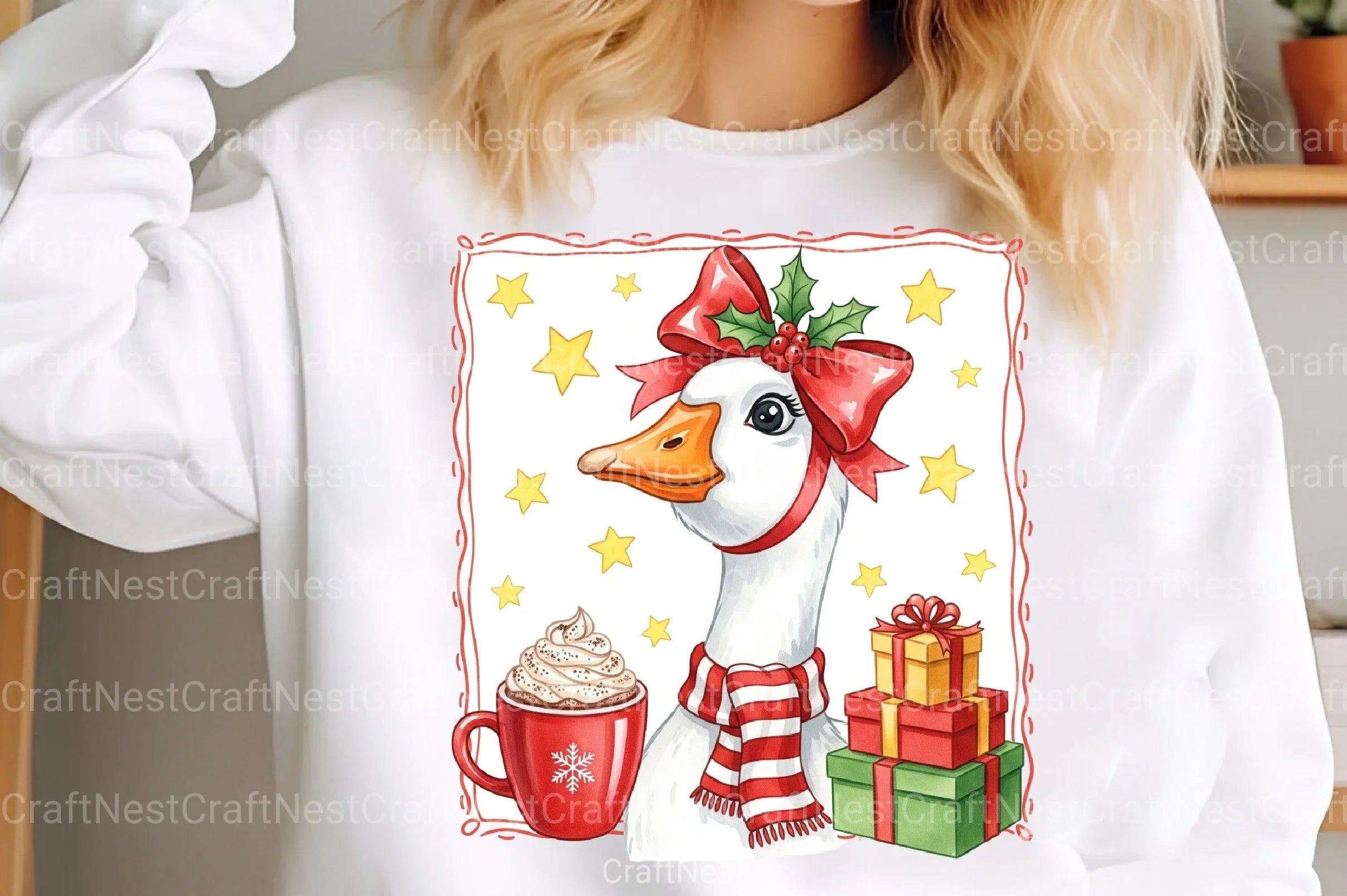 Christmas Goose Clipart Bundle: Gifts & Cocoa - CraftNest - Digital Crafting and Art