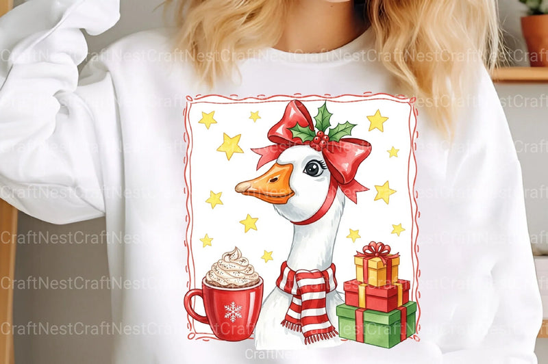 Christmas Goose Clipart Bundle: Gifts & Cocoa - CraftNest - Digital Crafting and Art