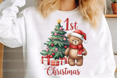 Teddy Bear Baby's First Christmas Clipart Bundle - CraftNest - Digital Crafting and Art