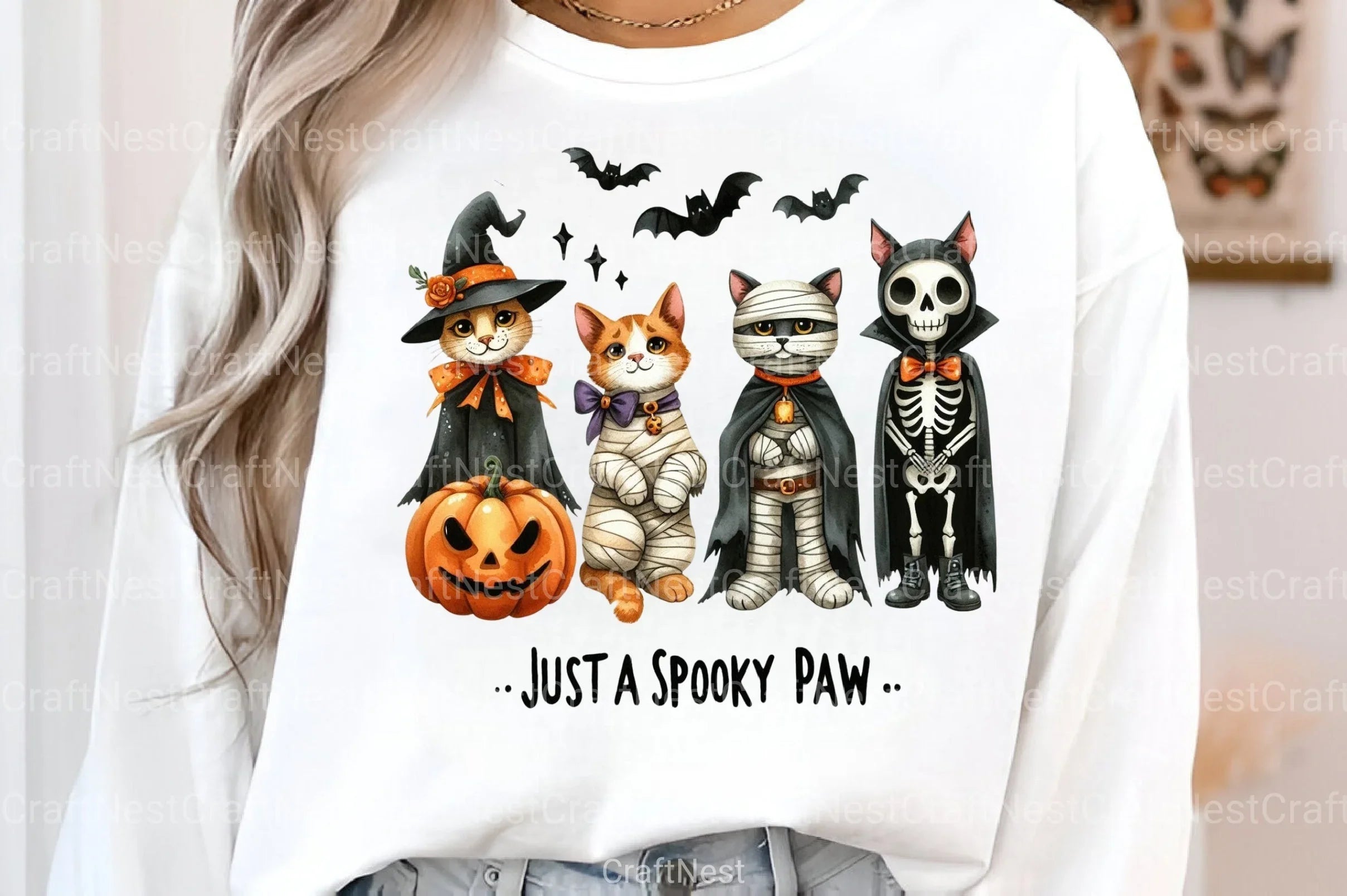 Spooky Halloween Cat Retro Shirt Design Bundle - CraftNest - Digital Crafting and Art