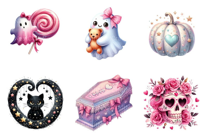 Cute Girly Halloween Clipart Bundle 99 - CraftNest - Digital Crafting and Art