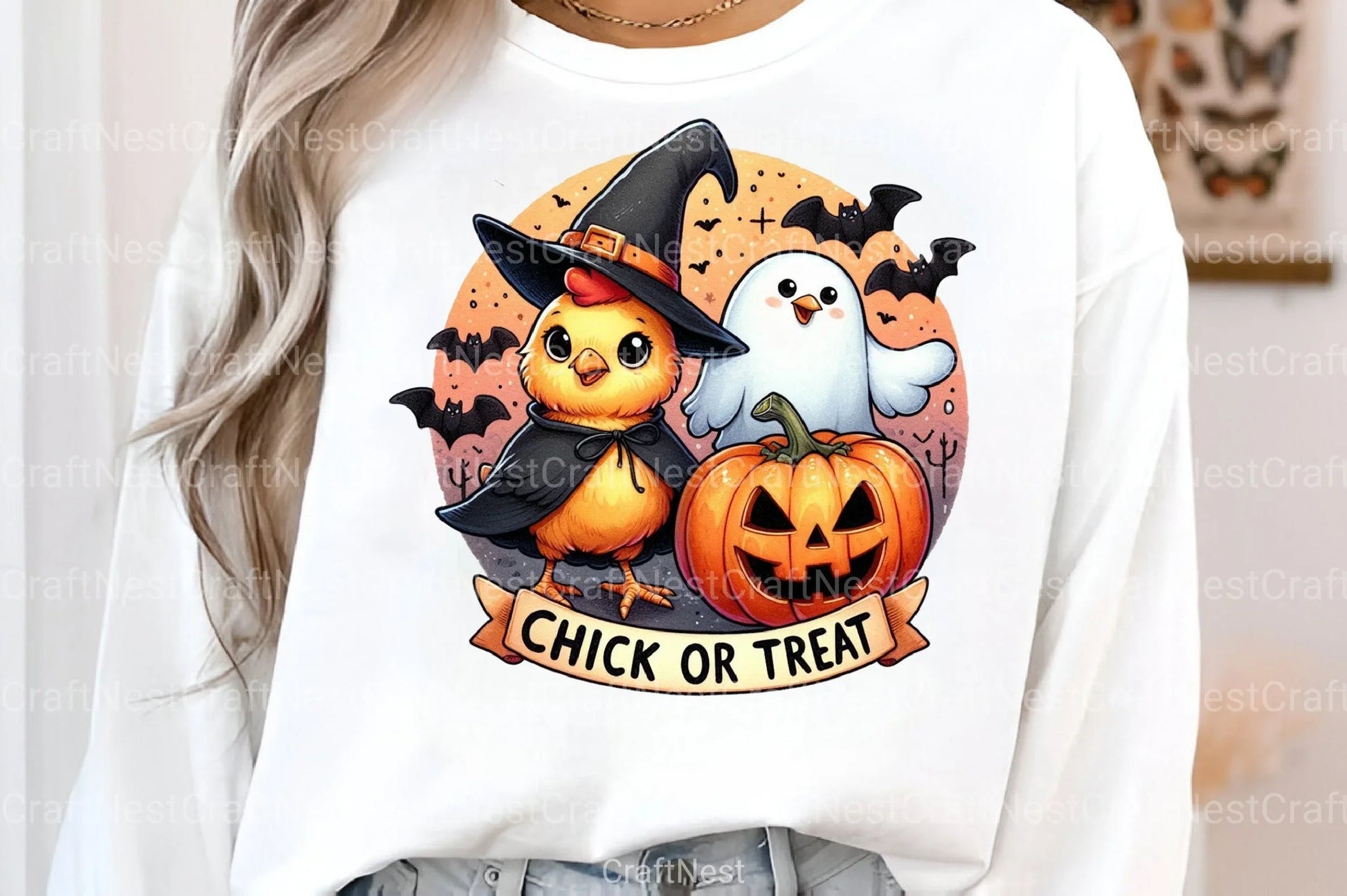 Chick or Treat: Retro Halloween Pumpkin & Funny Chicken Clipart Bundle - CraftNest - Digital Crafting and Art