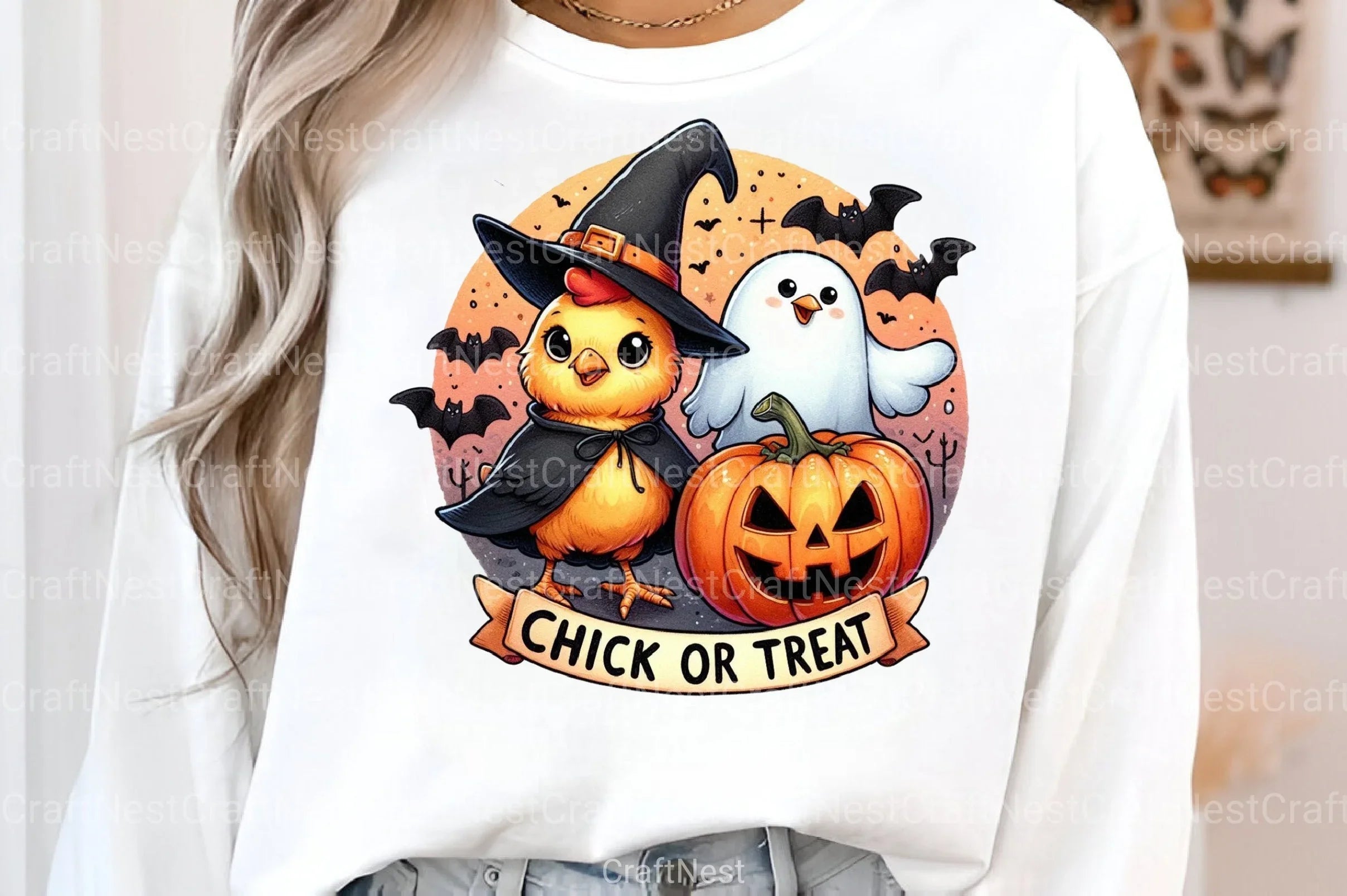 Chick or Treat: Retro Halloween Pumpkin & Funny Chicken Clipart Bundle - CraftNest - Digital Crafting and Art