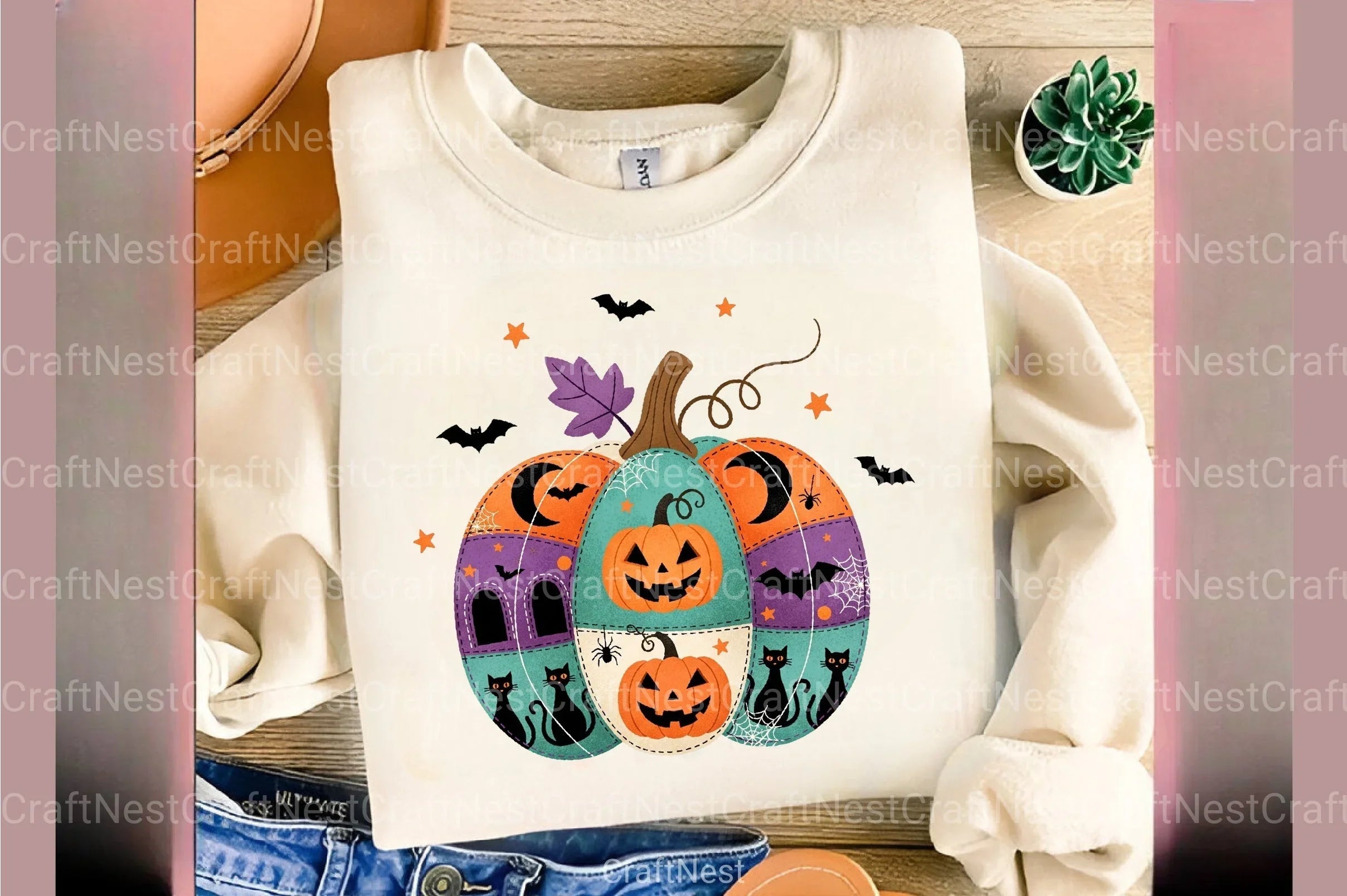 Patchwork Ghost Halloween Clipart Bundle 24 - CraftNest - Digital Crafting and Art