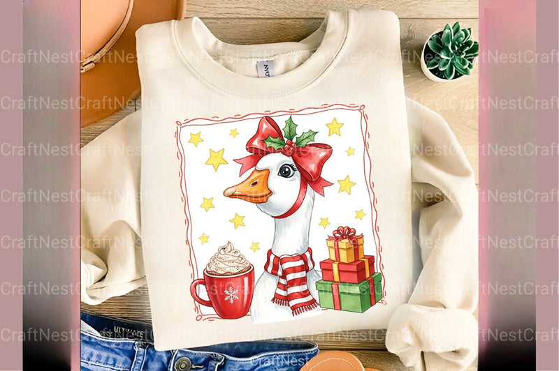 Christmas Goose Clipart Bundle: Gifts & Cocoa - CraftNest - Digital Crafting and Art