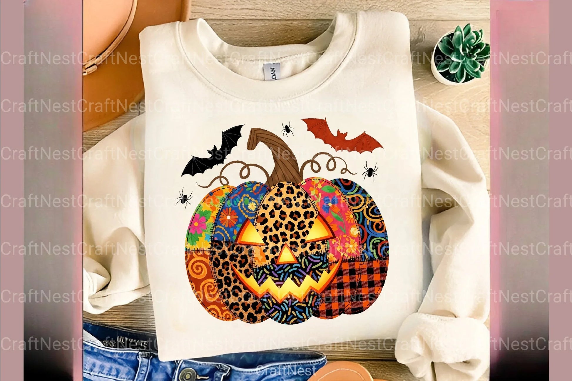 Patchwork Floral Pumpkin Halloween Clipart Bundle - CraftNest - Digital Crafting and Art