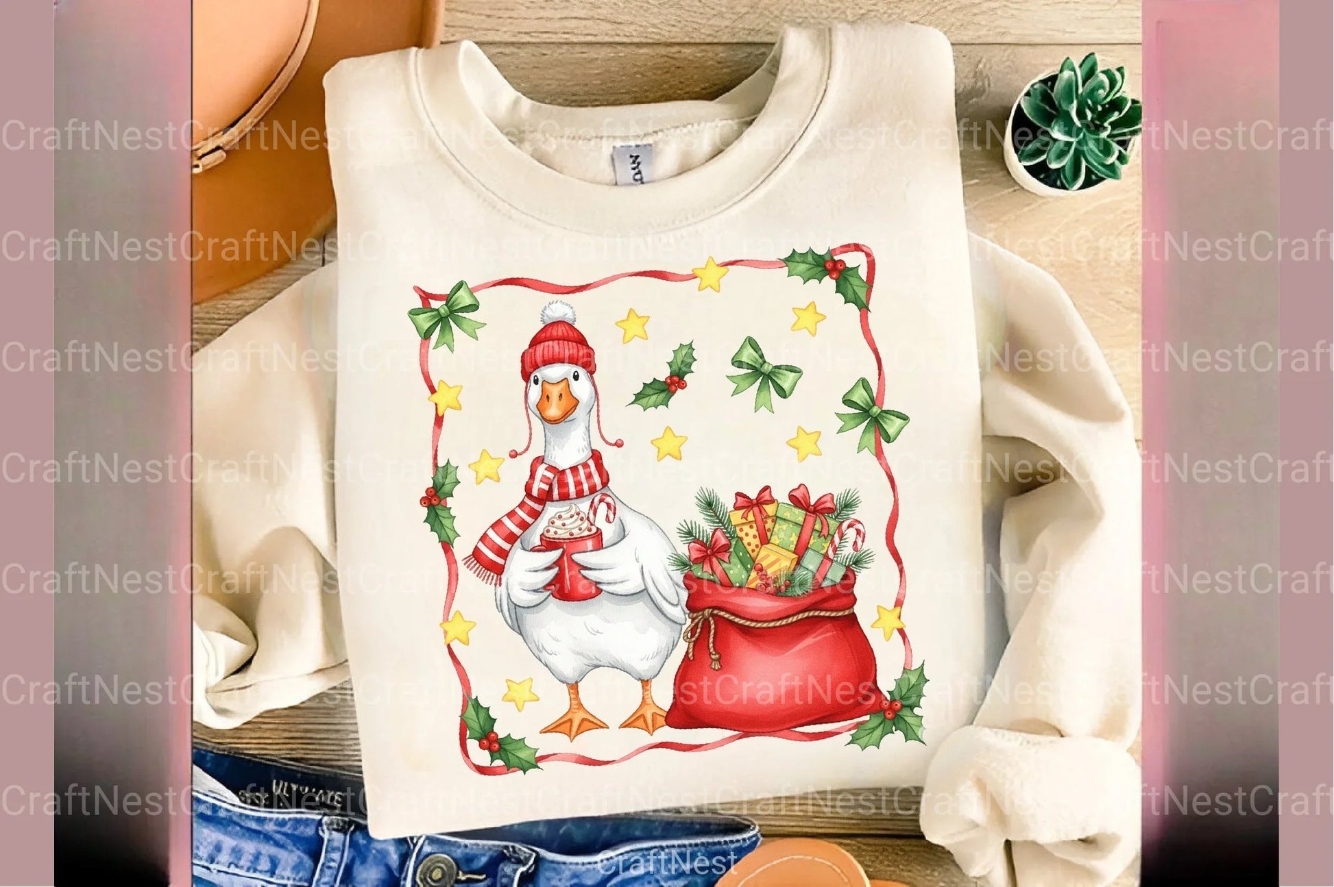 Christmas Goose Clipart Bundle: Cocoa & Gifts - CraftNest - Digital Crafting and Art