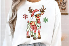 Preppy Patchwork Christmas Reindeer Clipart Bundle - CraftNest - Digital Crafting and Art