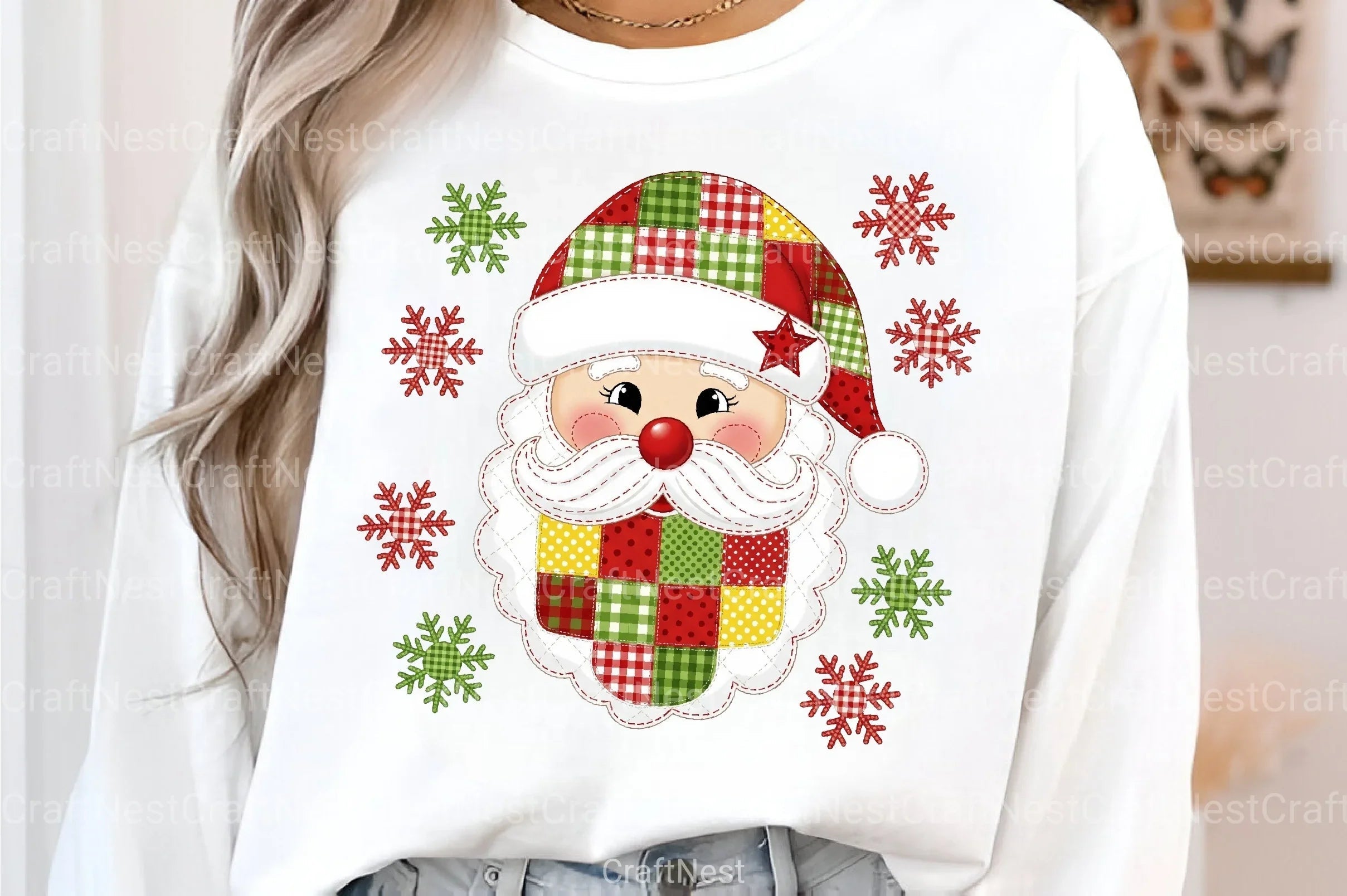 Patchwork Christmas Santa Claus Clipart Bundle - CraftNest - Digital Crafting and Art
