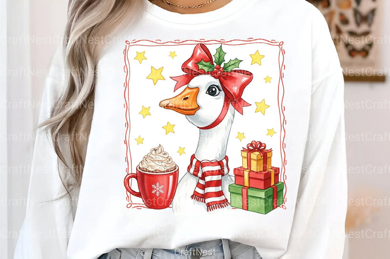 Christmas Goose Clipart Bundle: Gifts & Cocoa - CraftNest - Digital Crafting and Art