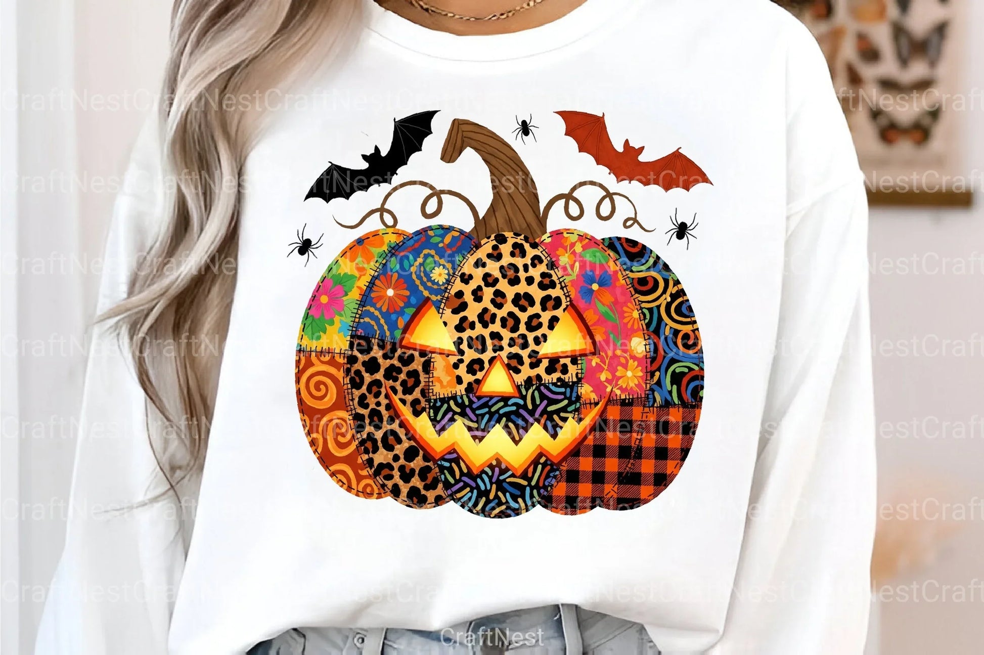 Patchwork Floral Pumpkin Halloween Clipart Bundle - CraftNest - Digital Crafting and Art