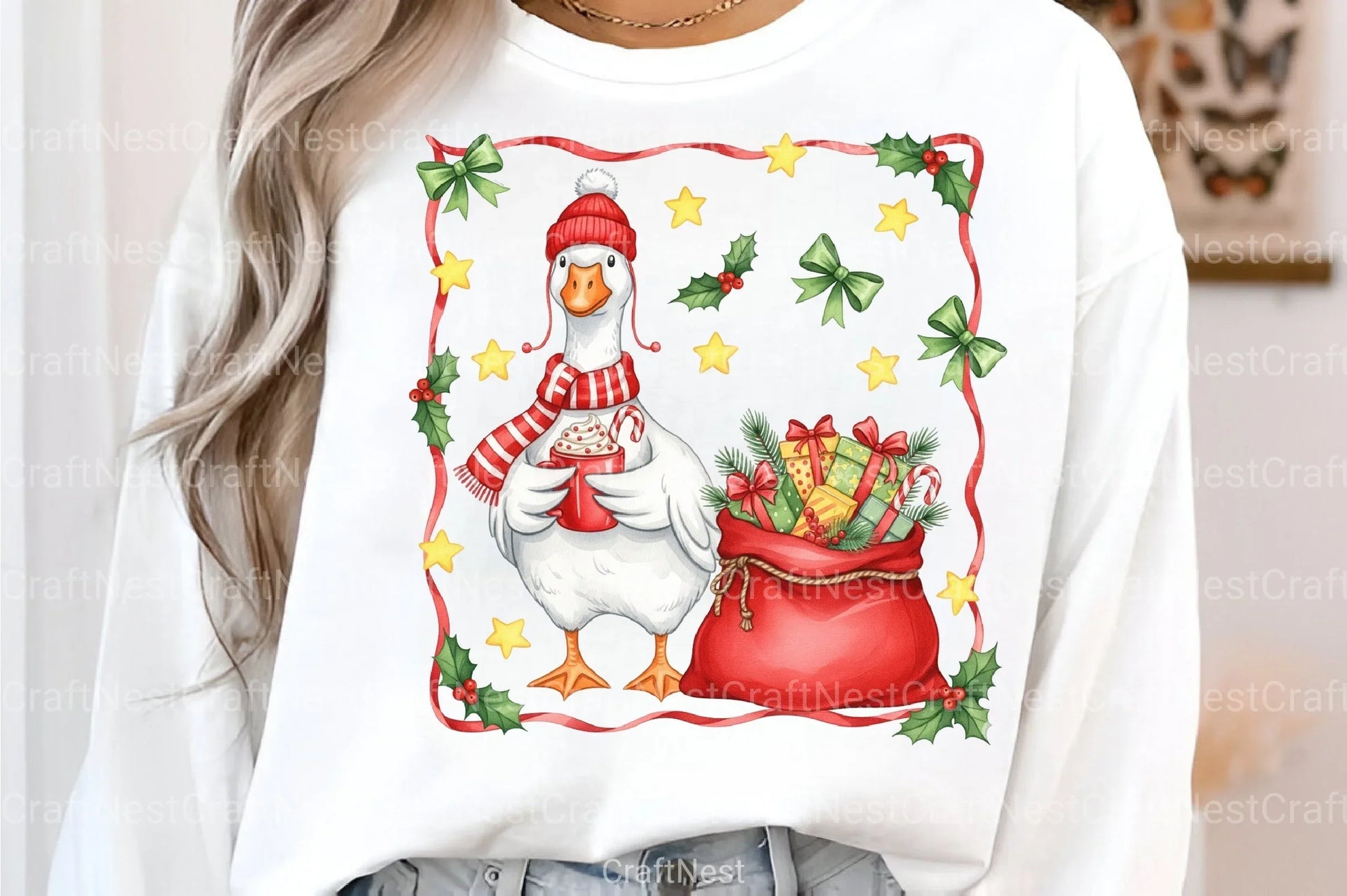 Christmas Goose Clipart Bundle: Cocoa & Gifts - CraftNest - Digital Crafting and Art