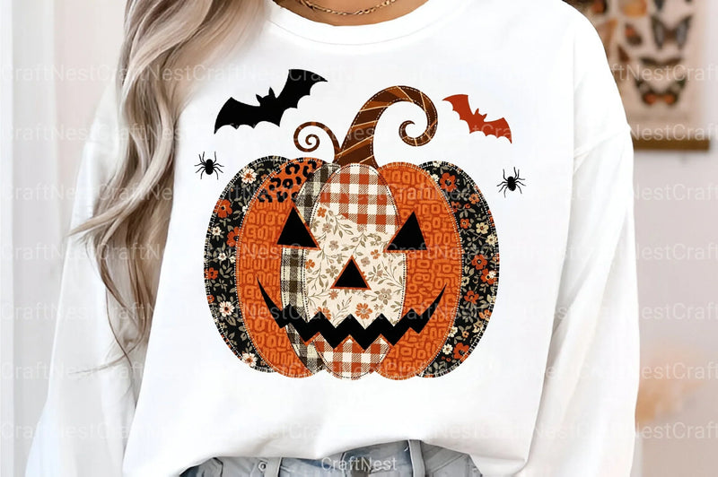 Patchwork Pumpkin Halloween Clipart Bundle - CraftNest - Digital Crafting and Art