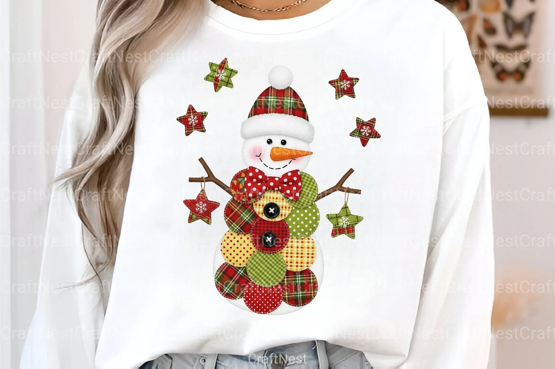Patchwork Christmas Retro Snowman Clipart Bundle - CraftNest - Digital Crafting and Art