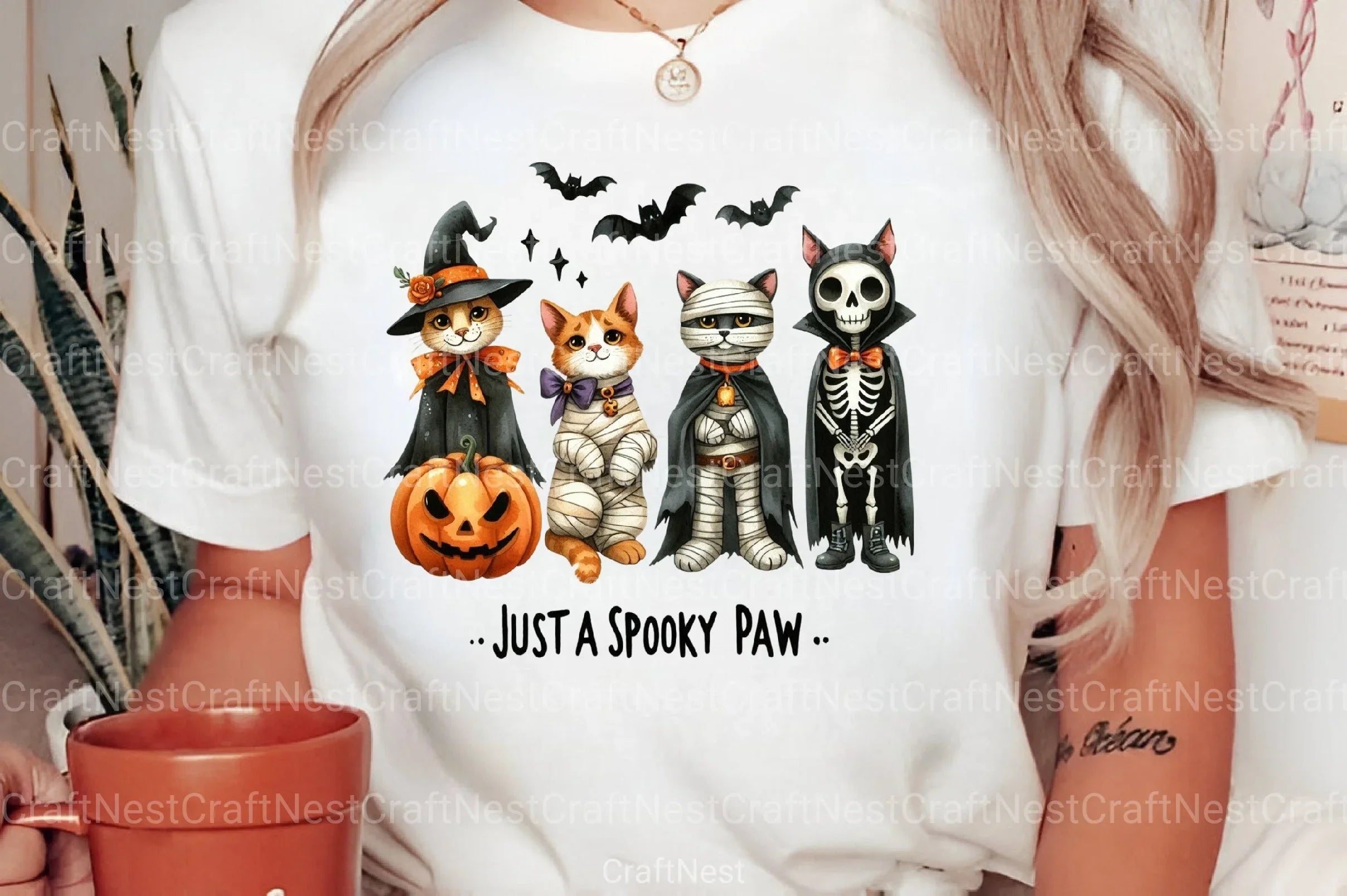 Spooky Halloween Cat Retro Shirt Design Bundle - CraftNest - Digital Crafting and Art