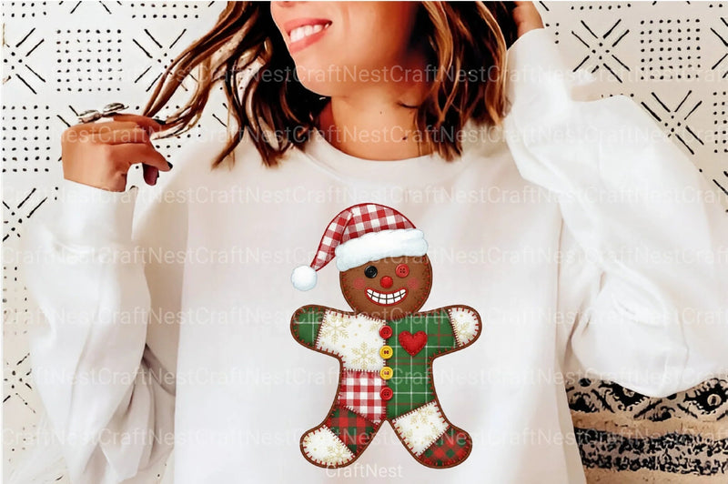 Christmas Patchwork Gingerbread Man Clipart Bundle - CraftNest - Digital Crafting and Art