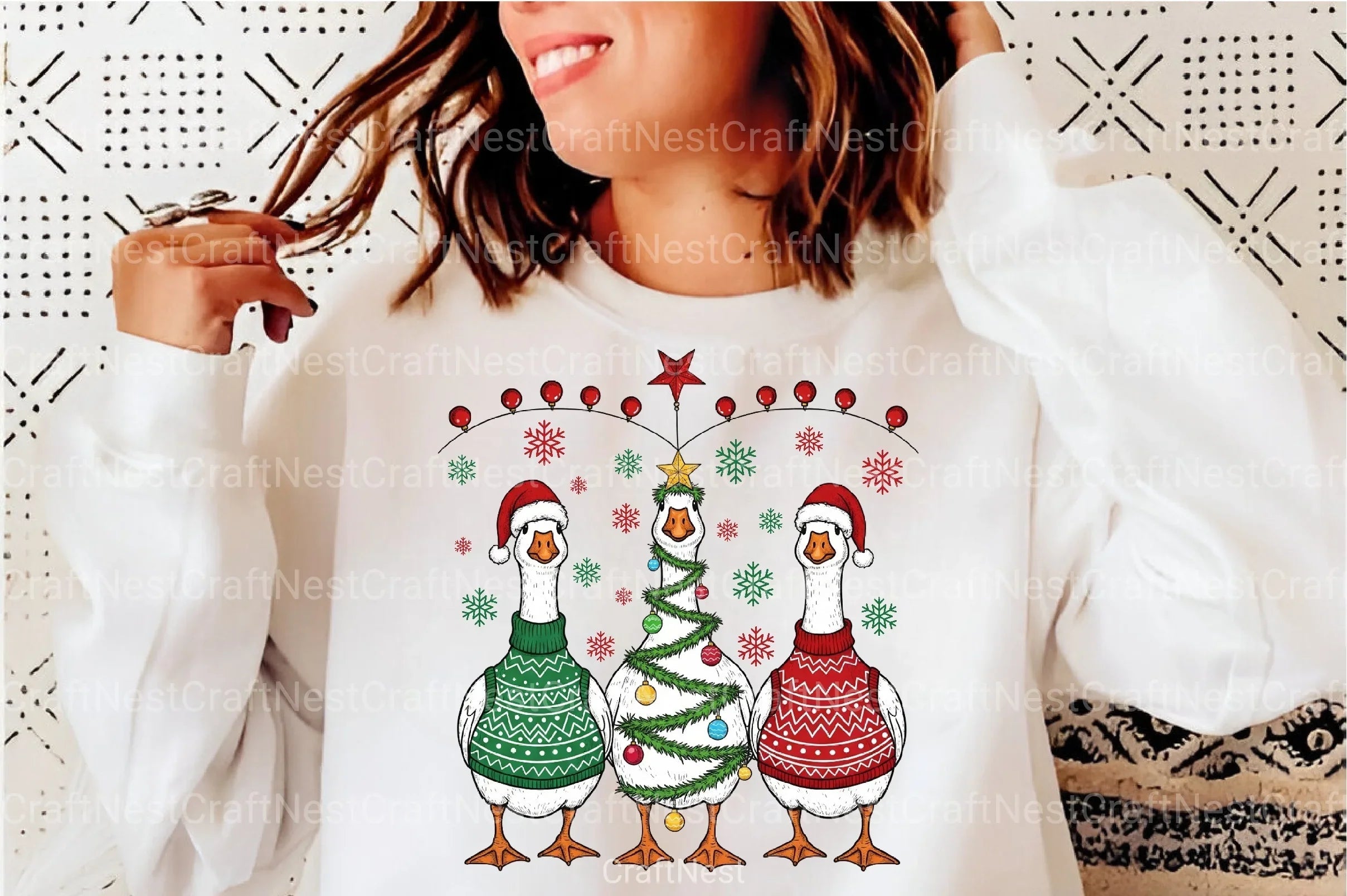 Funny Christmas Goose Santa Design - Silly Goose Tree Clipart Bundle - CraftNest - Digital Crafting and Art
