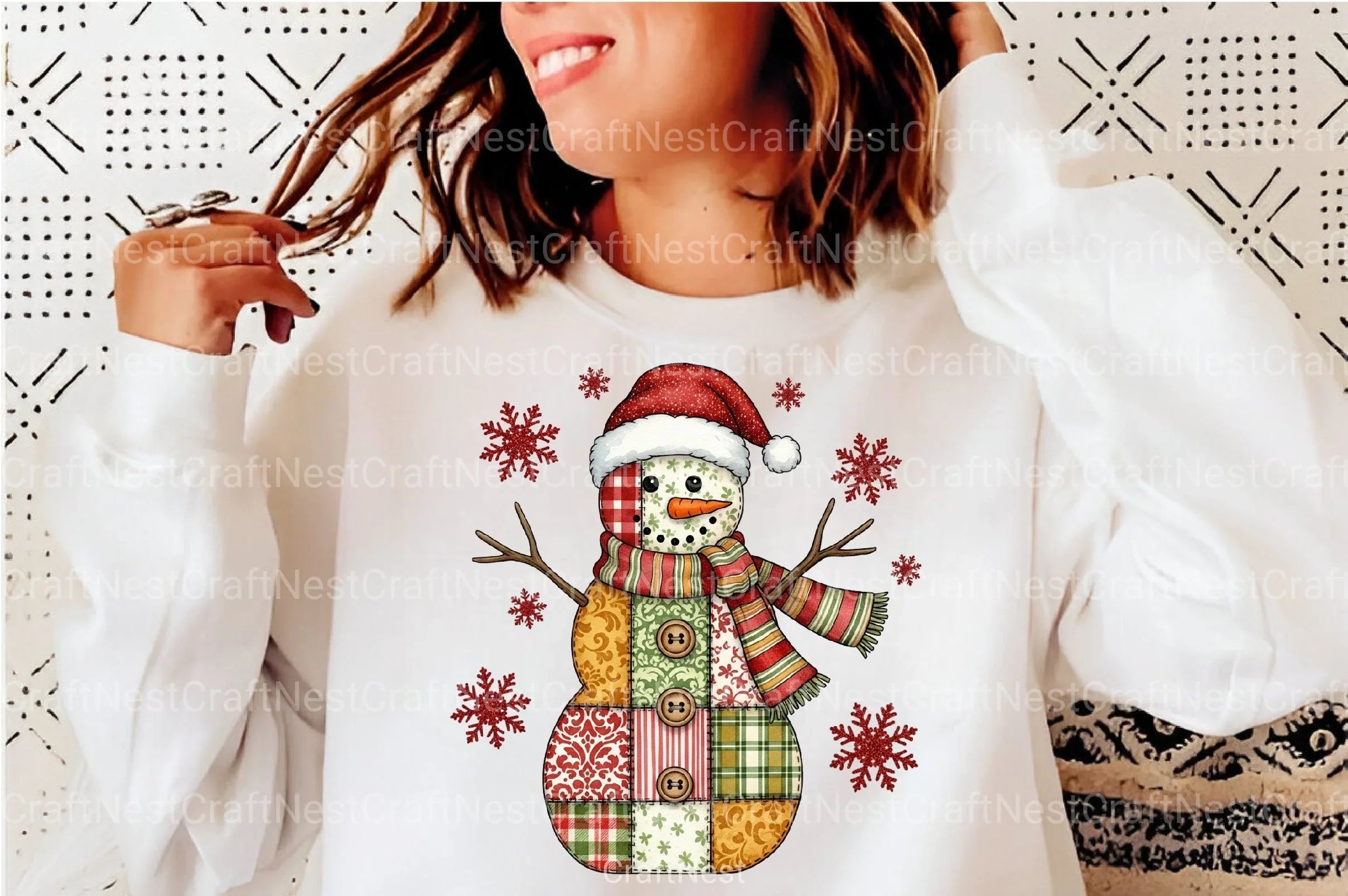 Patchwork Christmas Snowman Clipart Bundle - CraftNest - Digital Crafting and Art