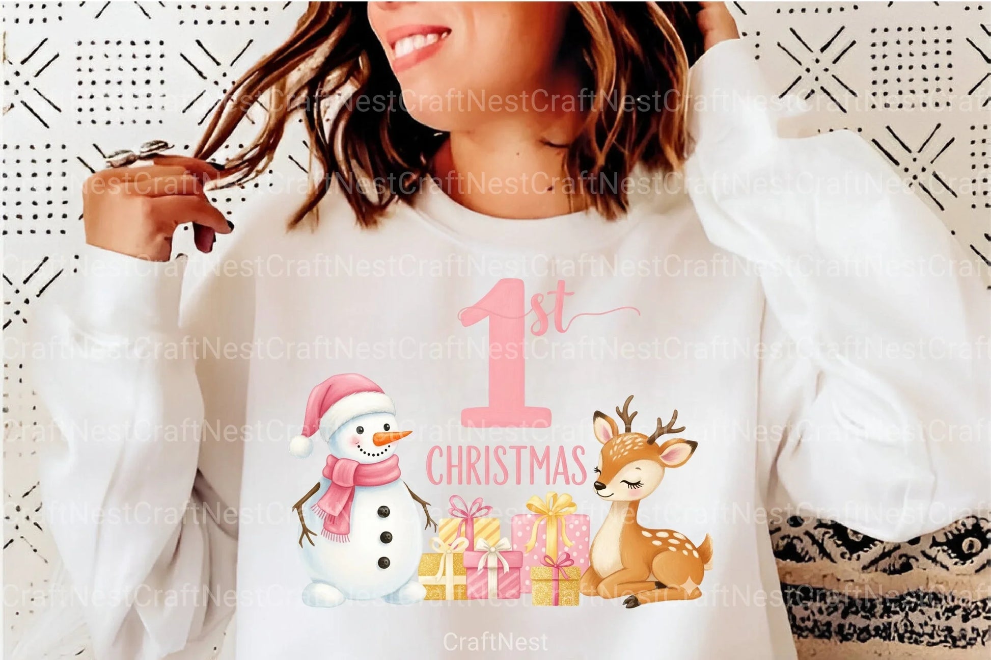 Pink Snowman Baby's First Christmas Clipart Bundle - CraftNest - Digital Crafting and Art